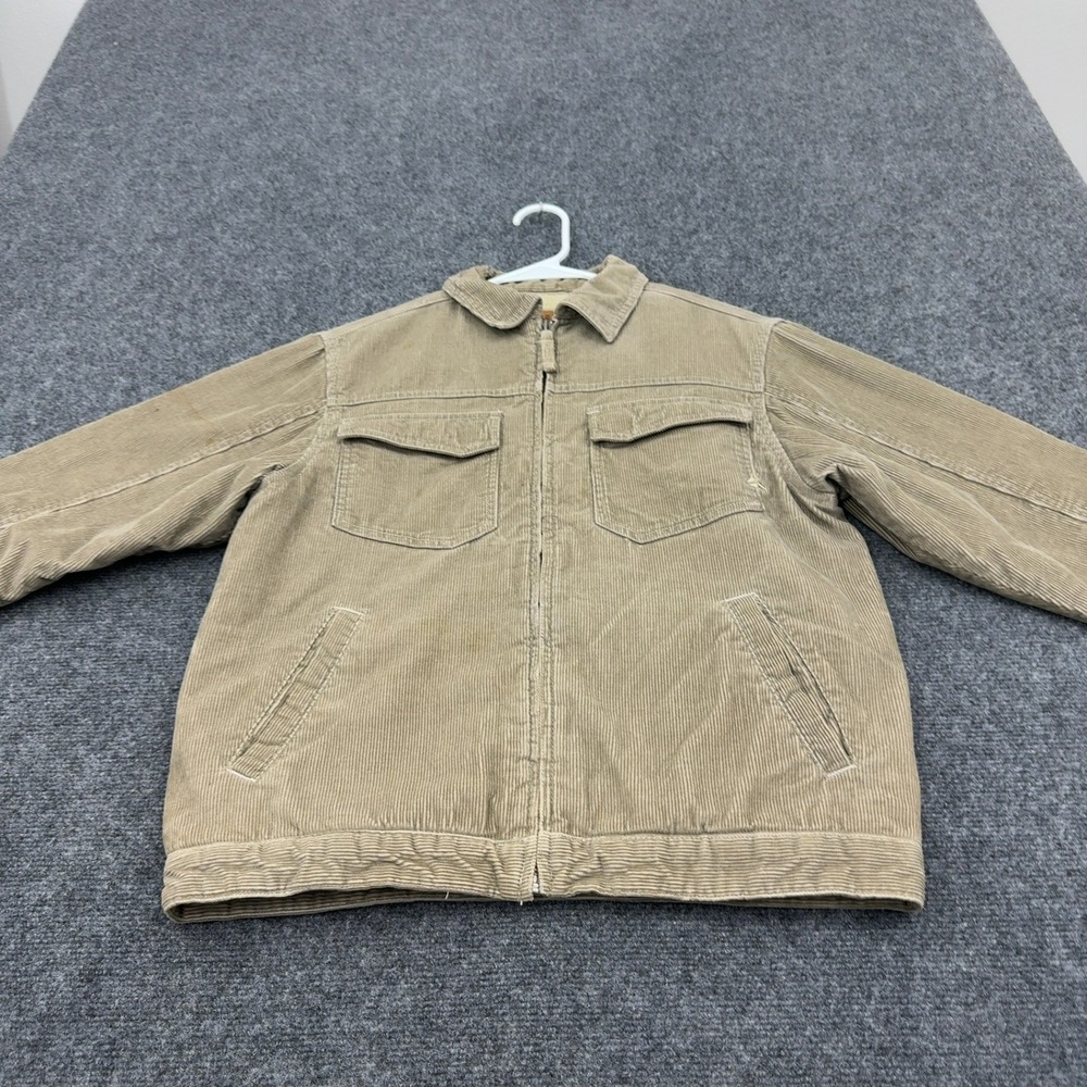Old Navy Jacket Mens L Tan Corduroy Sherpa Lined Trucker Full Zip Workwear Style